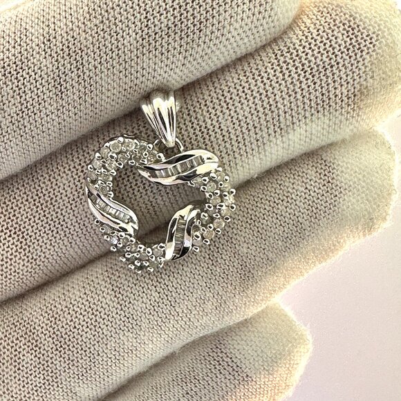 14K White Gold Diamond Heart Pendant - Picture 2 of 13